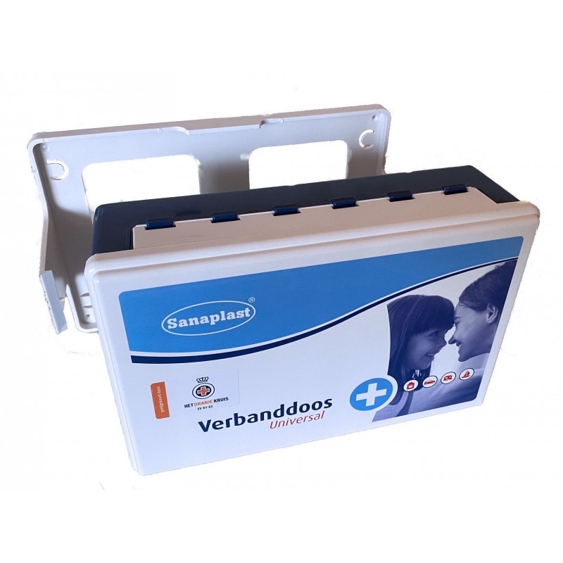 verbanddoos baluw wit met foto van twee mensen erop