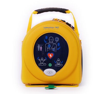 Heartsine AED met gele draagtas