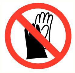 Pictogram handschoenen verboden