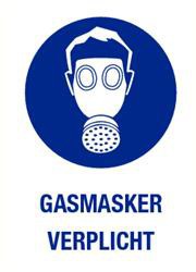 Gasmasker verplicht met tekst