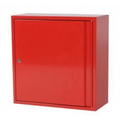 Binenkant van een rode BHV kast