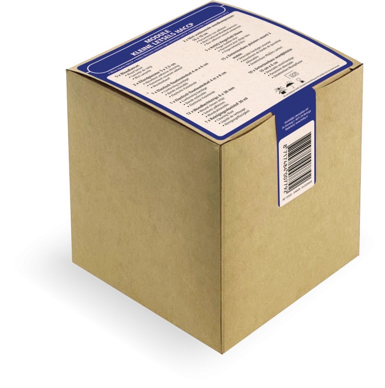 klein blauw doosje met verbandmiddelen