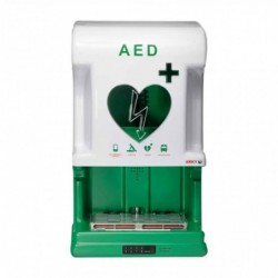 Geopende AED kast met AED logo