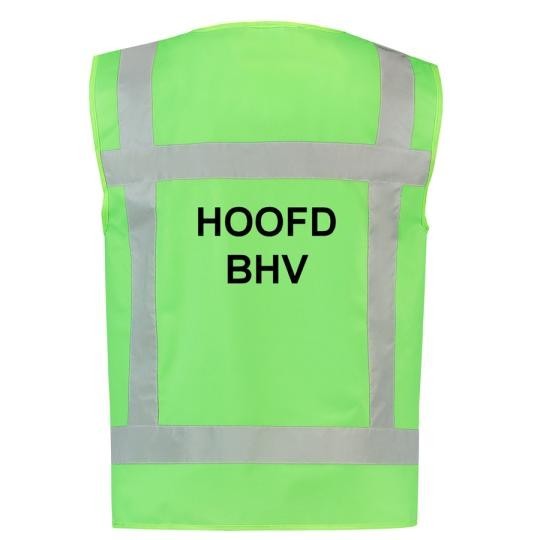 Veiligheidsvest opdruk Hoofd BHV limegreen