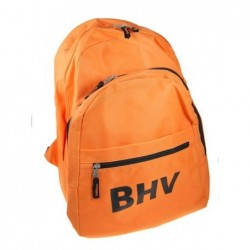 Oranje rugtas met de tekst BHV in zwarte letters